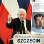 To on krzyknął „hańba” i „kłamstwo”, gdy przemawiał Kaczyński. Na spotkanie wszedł z plakietką z koncertu